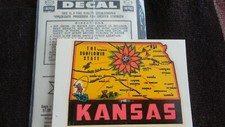 Vintage Travel Sticker Decal KANSAS Camper, Window, Luggage
