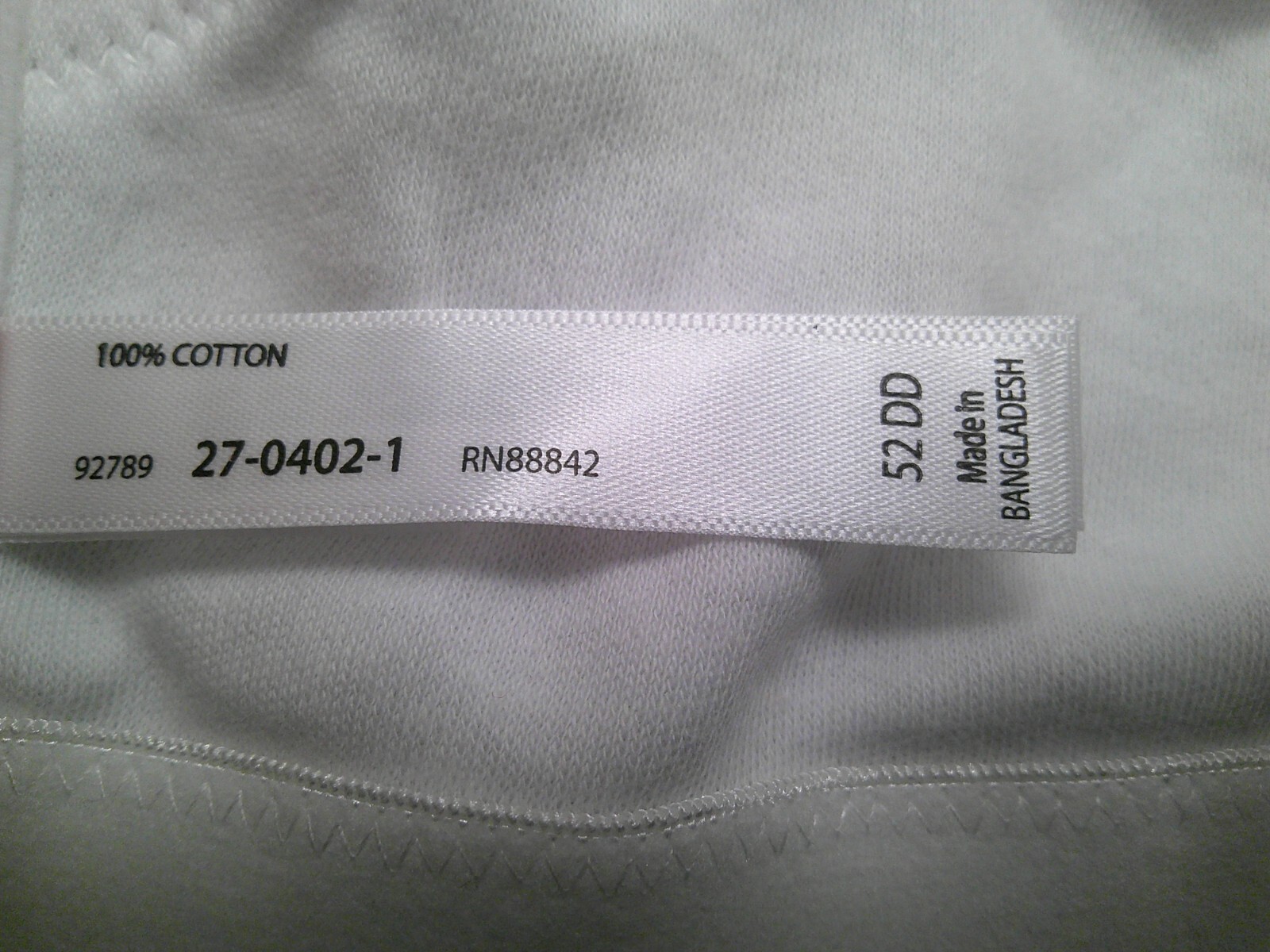 Comfort Choice sz 52DD 27-0402-1 white Cotton Wireless Bra NEW | eBay