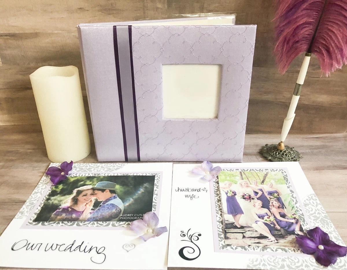 Purple Wedding Scrapbook Album, 8 by 8 Premade Wedding Photo Album, Wedding