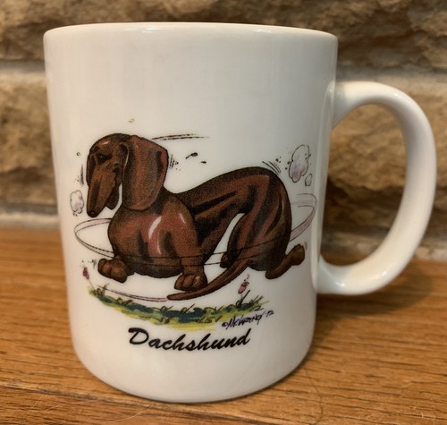 Vintage Happy Dachshund Dog Mug Krazy K 
