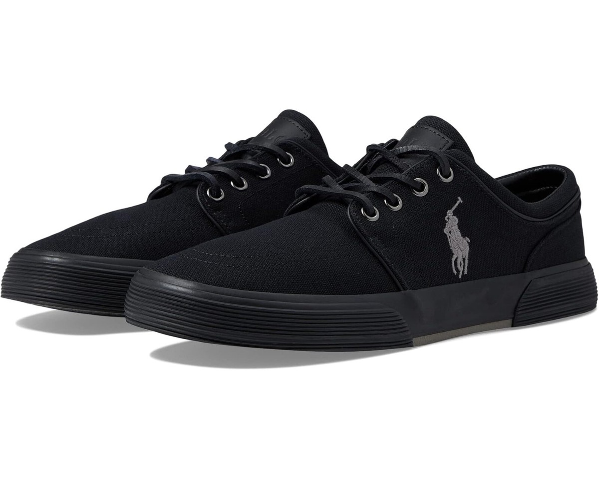 Polo Ralph Lauren Men's Faxon Low-Top Black Canvas Sneakers 2311