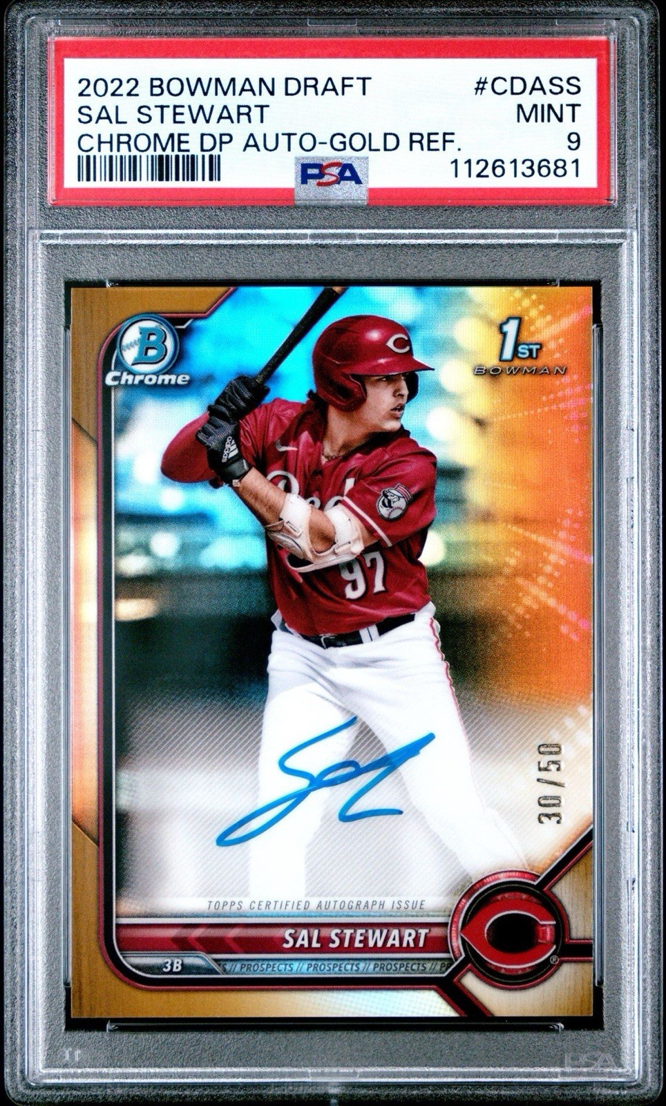 Sal Stewart 2022 bowman Gold Refractor auto /50