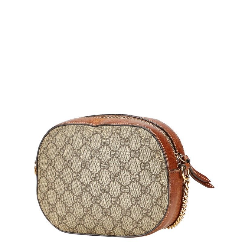 Gucci GG Supreme Crossbody Bag in Beige Brown PVC Leather