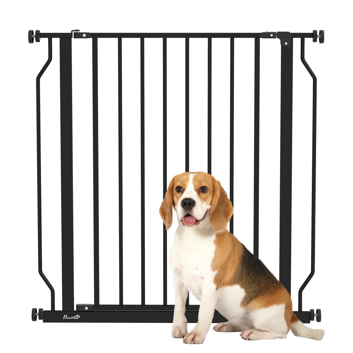 PawHut Dog Gate - Wide Stair Gate - 75-85cm Width - Black - Steel - Image 2