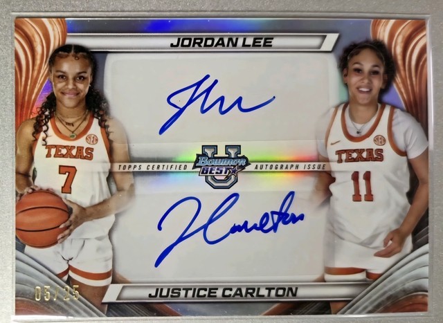 2024/25 Bowman U Best Dual Auto /25 Jordan Lee & Justice Carlton Texas NCAAW