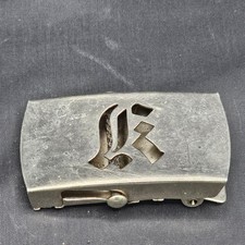 Vintage Metal Men's Belt Buckle with Stylized Cutout Design