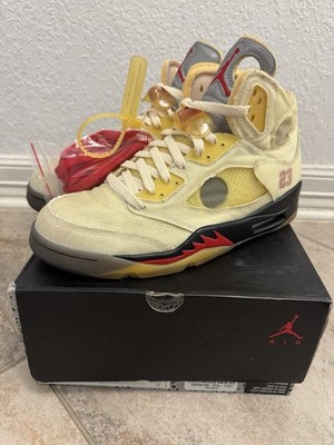 RARE OFF WHITE x NIKE AIR JORDAN 5 V WHITE SAIL IVORY SZ 8.5 DH8565-100
