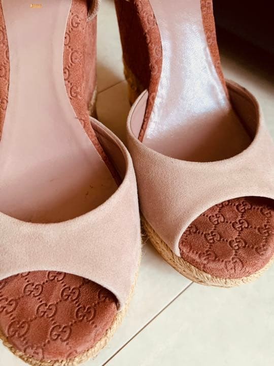 GUCCI Mules Sandals Heel GG Suede Pink EU36/US6 116128c thumbnail 24