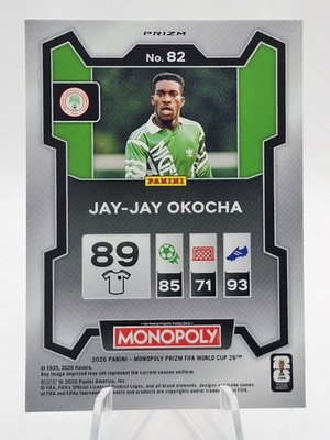 2026 Panini Prizm Monopoly FIFA World Cup Jay-Jay Okocha #82 Blue