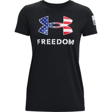 Under Armour 1370815 Women's UA Freedom Logo T-Shirt, Black/White, Large