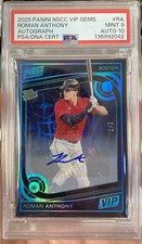 Roman Anthony 2025 Panini National VIP Gems Auto Diamond /3 PSA 9 Red Sox MVP SP