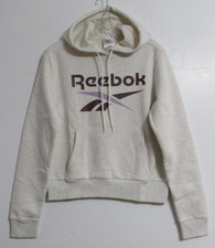 Women's Reebok Identity Big Logo Fleece Hoodie Chalk/Purple Size X-SMALL