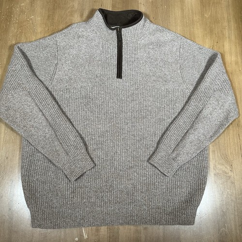 LL Bean 100% Merino Lambs Wool Waterfowl Sweater Men XL Ribbed Beige Tan READ - Picture 2 of 9