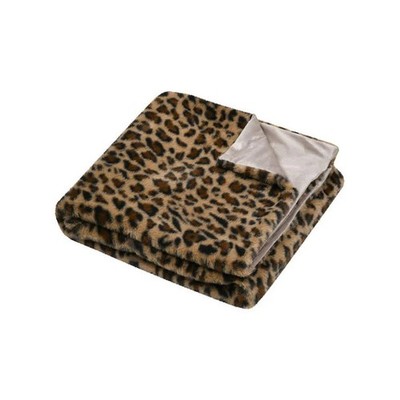 Plaid Fauves Leopard Camel Kunstleder 130x160 cm AB964