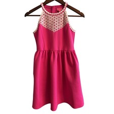 Lilly Pulitzer Girls Kinley Dress Size XL 14 Pink Tango Embroidered