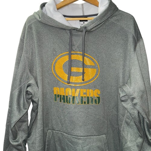 Felpa con cappuccio pullover Nike Green Bay Packers UOMO XL USATA grigio Therma-Fit Fleece - Foto 2 di 14