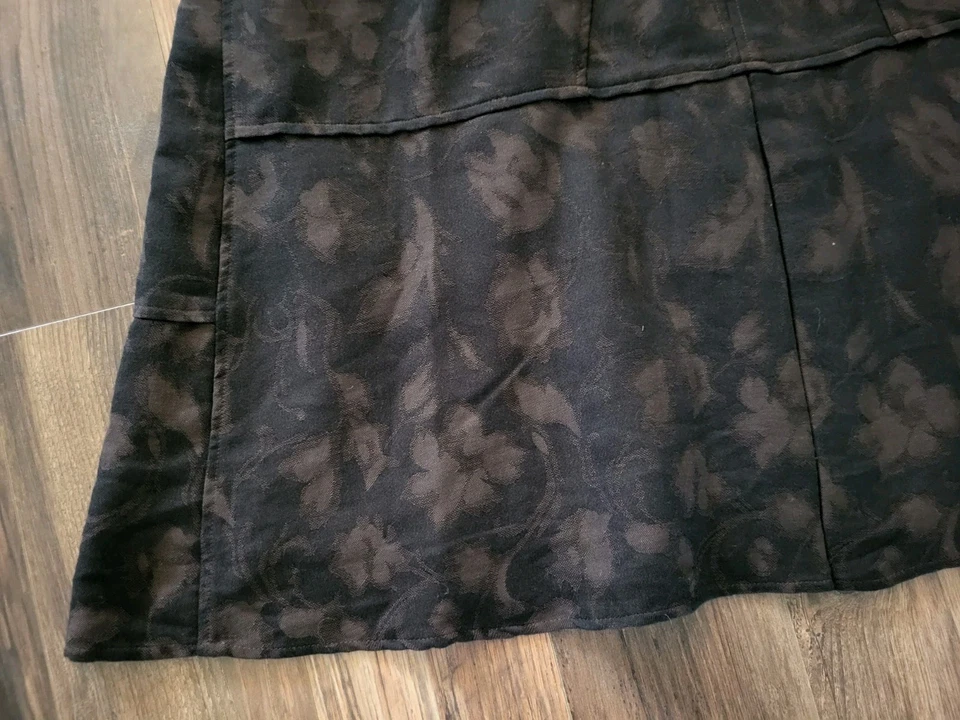J Jill Black Brown Floral Wool Blend Whimsigoth A-line Midi Skirt Sz 14p - Image 2 of 4