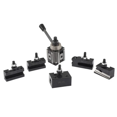 AXA Size 250-100 Set Piston Type Quick Change Tool Post Set for Lathe 6- 12" USA