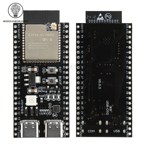 ESP32-S3 N16R8 N8R2 Dual Type-C WIFI Bluetooth Development Board W/ Antenna Base - Picture 14 of 28