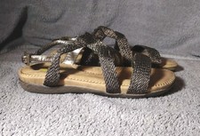 Volatile Sandals Women's 8 Strappy Bronze Platinum Metallic Slingback Cushioned
