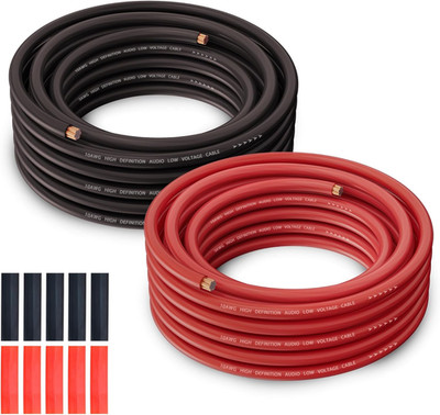 10 Gauge Wire (25FT Each, Red/Black), Copper Clad Aluminum, Low Voltage Automoti