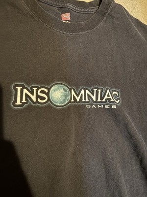 Insomniac Games Logo Shirt Rare Short Sleeve Black T Shirt Medium Staff Shirt
