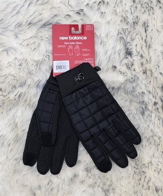 NWT NEW BALANCE MEN'S PACE SETTER GLOVES BLACK Sz L/ XL TOUCH-TIPS LOGO 
