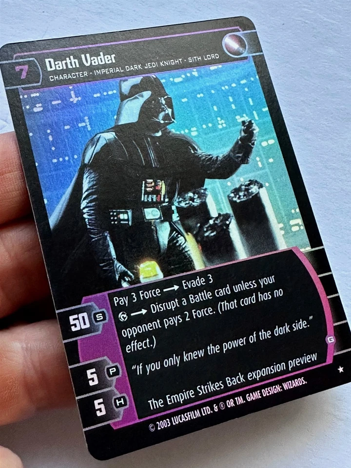 2002 Star Wars TCG WOTC Darth Vader (G) Foil Preview Promo Card  - Image 3 of 4