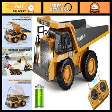 Remote Control Dump Truck Toy - 9-Channel Metal Construction Vehicle, Lights  S