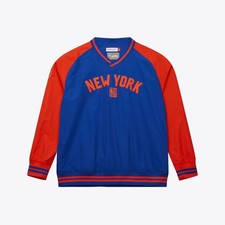 MENS MITCHELL  NESS NBA NYLON PULLOVER JACKET VINTAGE LOGO KNICKS
