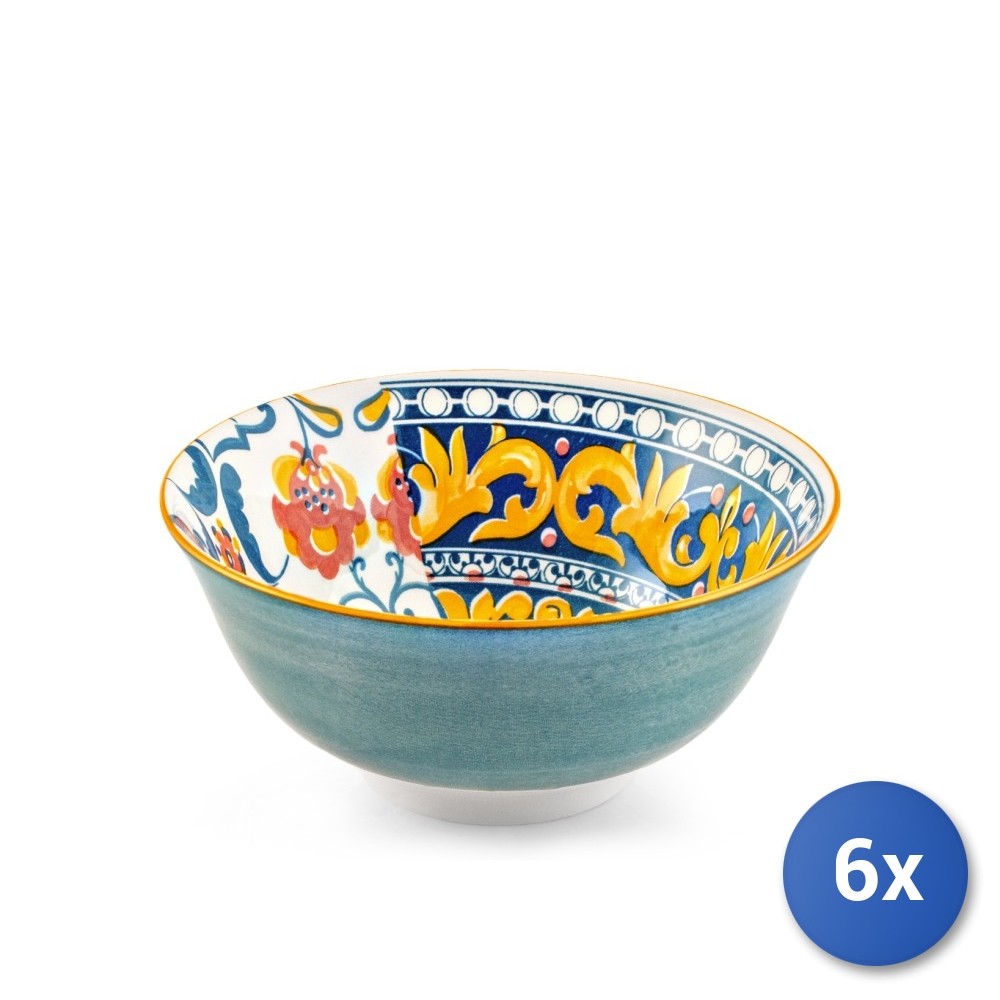 6X H&H Bowl Faenza Round Decorated 15 CM Mixed Fantasy