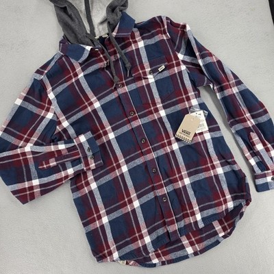 Vans ''Off the Wall'' Hoodie Plaid w/ Pockets Classic Fit Men's Flannel LS Shirt-S