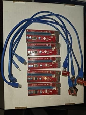 5 Pieces:  PCI-E 1x to 16x SATA Powered USB 3.0 GPU Riser Extender Adapter Card