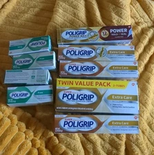 🔥 HUGE LOT Super Poligrip~Denture Adhesive Cream Full Size Travel Size