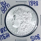 1898 BU UNCIRCULATED MORGAN SILVER DOLLAR AUTHENTIC U.S. MINT FREE SHIPPING 5108