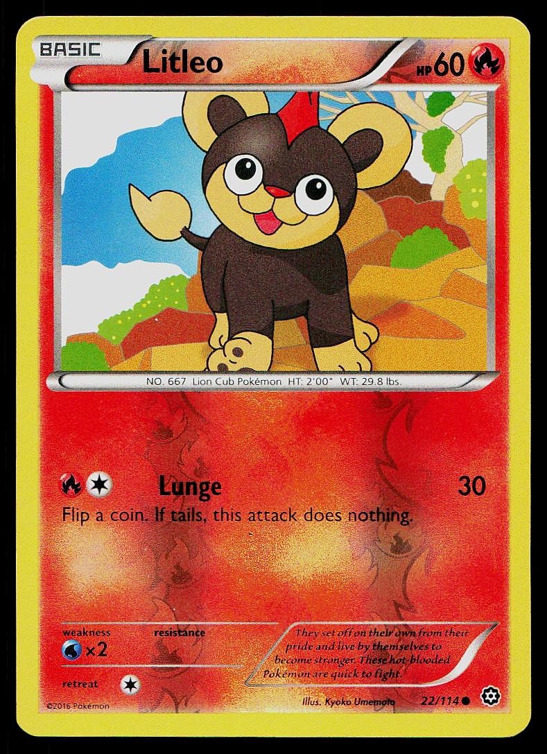 Pokemon Card Steam Siege Litleo 22/114 Reverse Holo Common