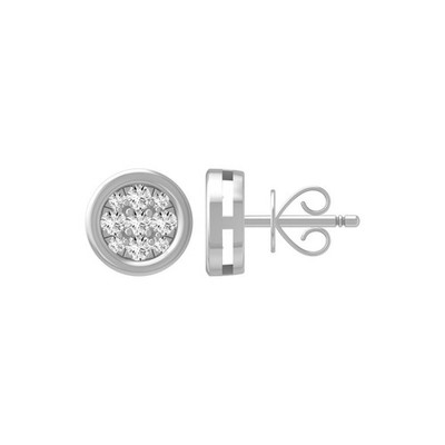 Mode-Ohrstecker 10 Karat Weißgold rund im Labor gezüchteter Diamant für Frauen