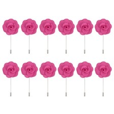 12Pcs Groom Boutonnieres Rose Boutonnieres Pins 3.5"x1.6" for Wedding Rose Red