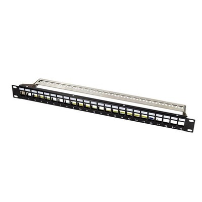LogiLink NK4058 19'' Patchpanel für 24 Keystone-Module mit Kabelabfang