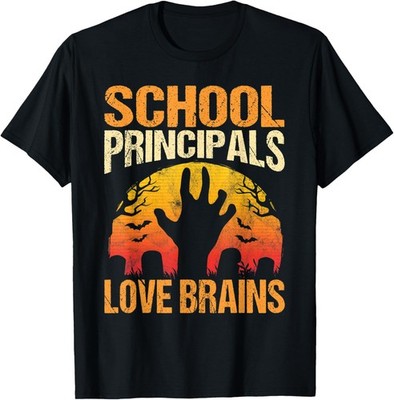 School Principals Love Brains Retro Halloween Costume Gift T-Shirt