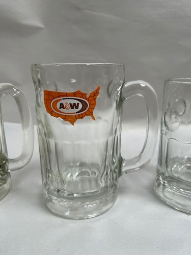 Lot Of "3" Different Vintage A&W Root Beer Soda Drink Heavy Glass Mugs (A6) - Picture 3 of 7