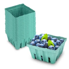 MT Products Green Vented Produce Berry Basket 1 Pint Pulp Fiber - Pack of 420