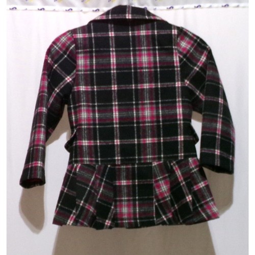 Girls LONDON FOG Pink Black Plaid Pea Coat Medium L / 6X - Picture 3 of 3