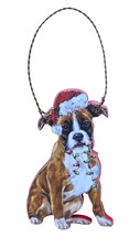 BOXER DOG Flat Wooden Christmas Ornament by Kathy For The Christmas Shoppe NEW