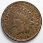 1906 Indian Head Penny Cent Almost Uncirculated (AU)