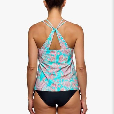 Next by Athena Batu Reef Shirr Tankini Top 38B/C Aqua Tropical Batu Reef NWT