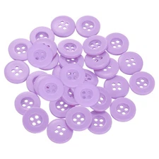 30pcs 24L Sewing Buttons 5/8" Resin Round Flat 4-Hole Craft Buttons, Purple
