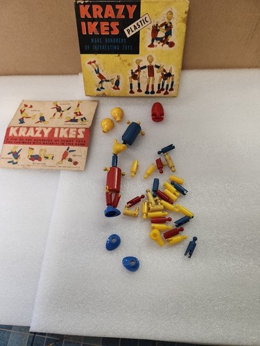 Vintage 1950s Whitman 5691 Krazy Ikes Plastic Building Toy Large Deluxe Set USA - Picture 2 of 4