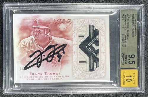1/1 FRANK THOMAS BGS 9.5 2015 TOPPS DYNASTY GAME-USED LOGO PATCH AUTO RED 1/1