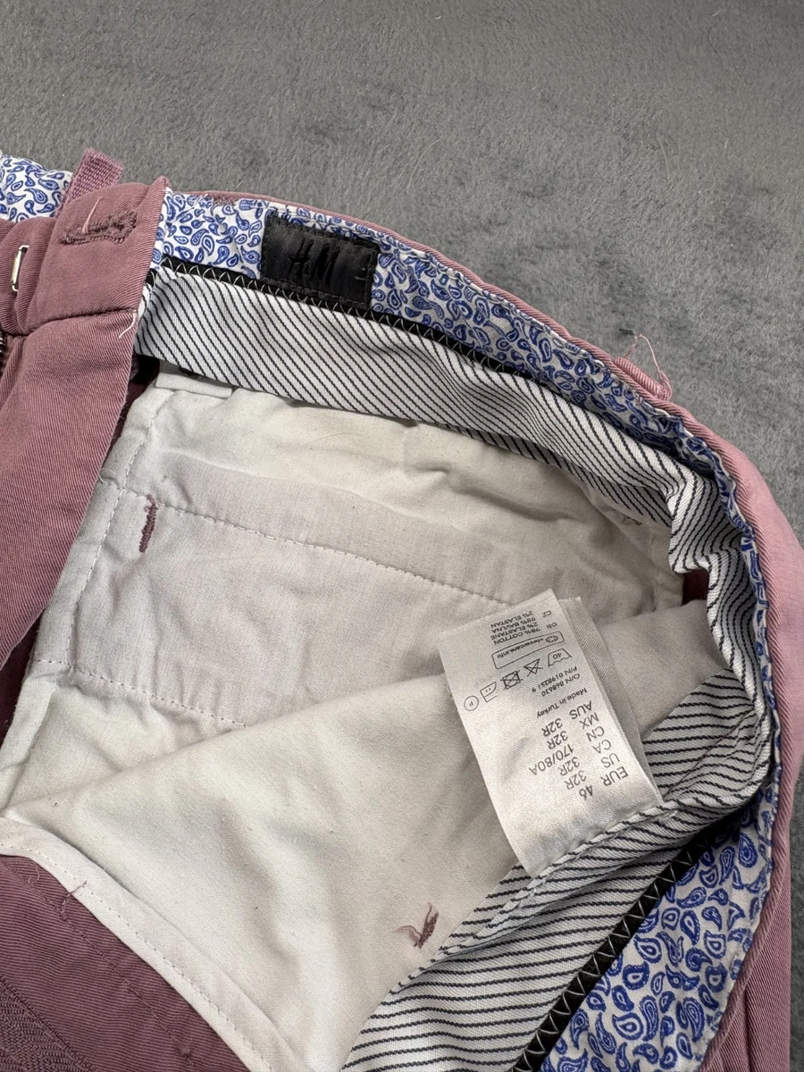 H&M PANTALONES MUJER ROSA ALGODÓN CASUAL US 32R